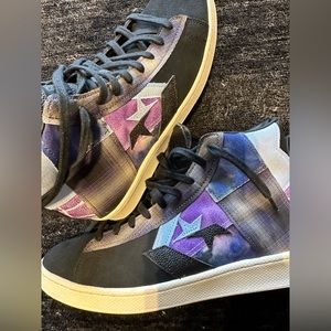 Converse Chase the Drip X KOJ Pro SuedeLeather Mid Blk Purple Plaid Patch Sz 10